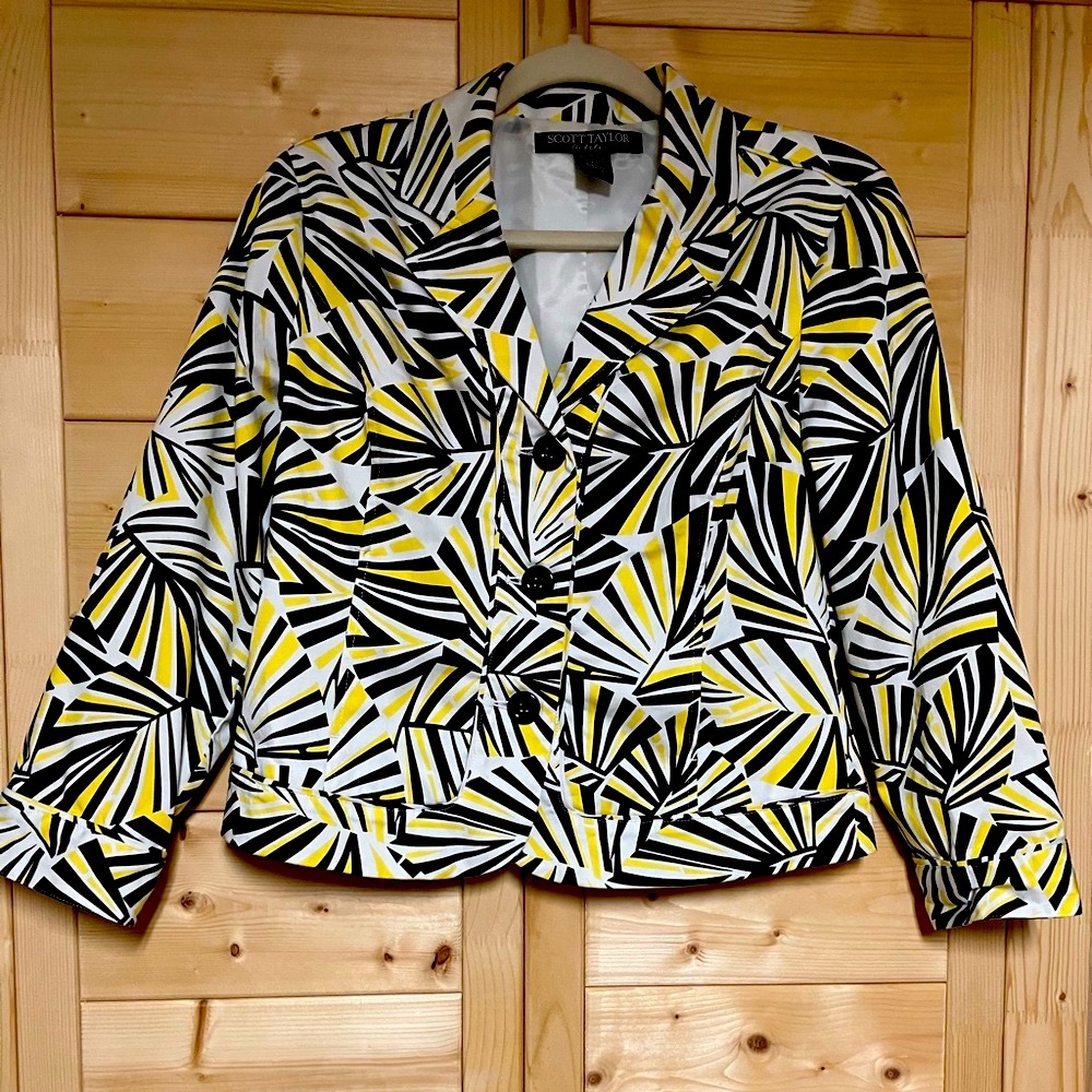 Scott Taylor Petite- Black, White, Yellow Blazer
